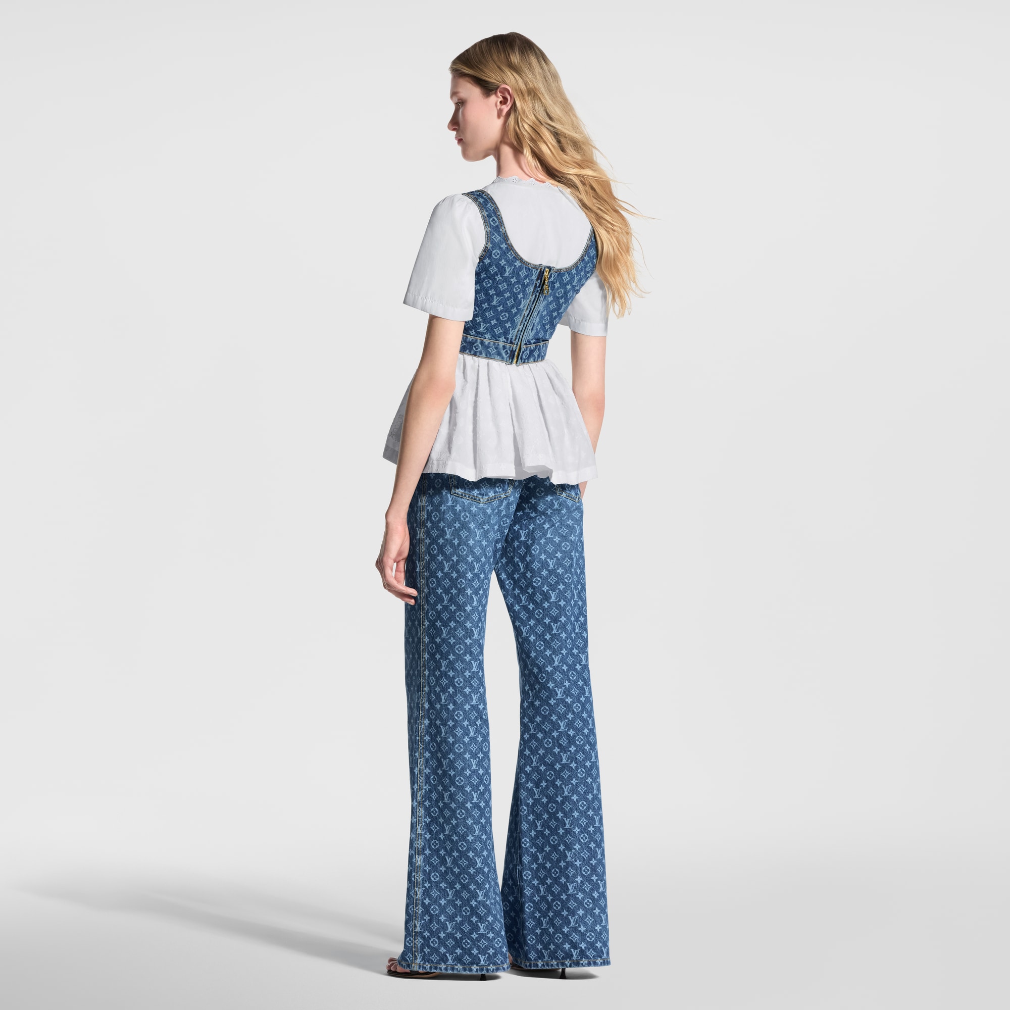 Monogram Denim Buckle Strap Crop Top - Women - Ready-to-Wear